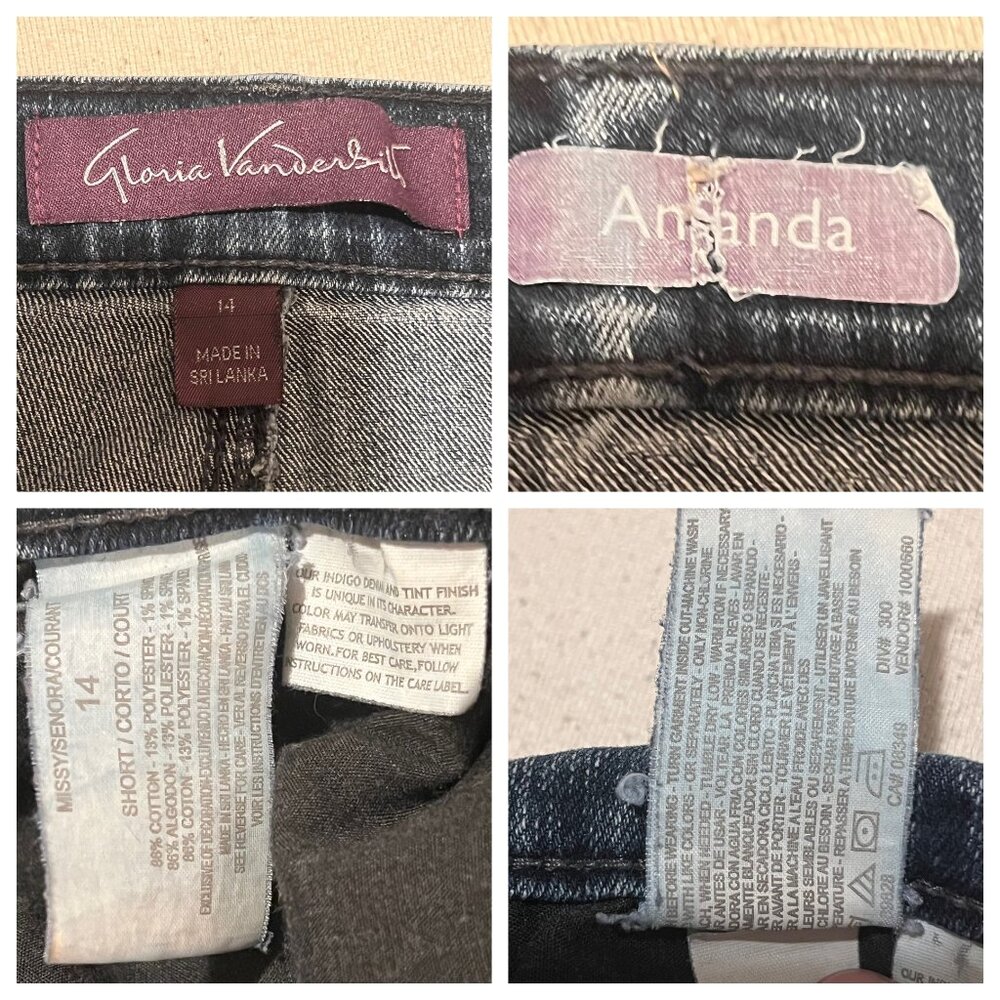 Gloria Vanderbilt Amanda Jeans Size 14 Short Classic Fit Denim Mid Rise Stretch - Picture 3 of 14
